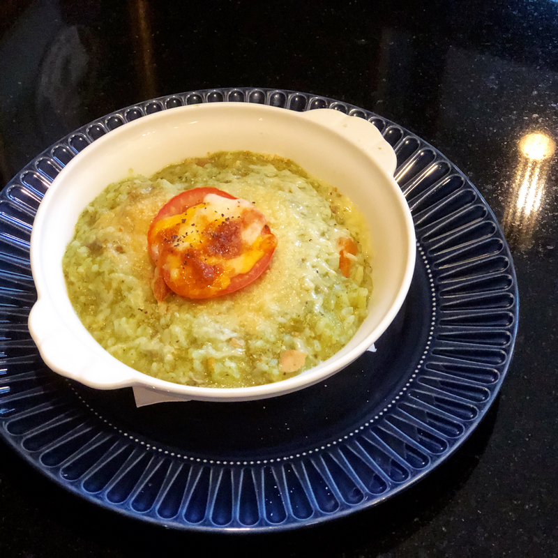 青醬野菇鮭魚燉飯